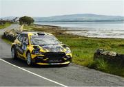 20 June 2025; Michael Boyle and Dermot McCafferty compete in their VW Polo GTI R5  during day one of the Wilton Recycling Donegal International Rally at Letterkenny in Donegal. Photo by Philip Fitzpatrick/Sportsfile