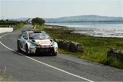 20 June 2025; Meirion Evans and Ger Conway compete in their Toyota GR Yaris Rally 2 during day one of the Wilton Recycling Donegal International Rally at Letterkenny in Donegal. Photo by Philip Fitzpatrick/Sportsfile