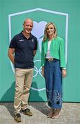 20 June 2025; President of the Olympic Federation of Ireland Lochlan Walsh with Olympian and President of the Irish Olympians Association Roisin McGettigan during the Irish Olympians’ Association summer barbecue at Olympic House on the Sport Ireland Campus in Dublin. Photo by Sam Barnes/Sportsfile