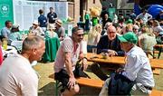 20 June 2025; Guests, including Irish Olympic silver medallist Kenneth Egan, second from left, Sport Ireland Director for High Performance and Governing Bodies Paul McDermott, third from left, and Irish Olympic silver Medallist John Treacy, right, pictured during the Irish Olympians’ Association summer barbecue at Olympic House on the Sport Ireland Campus in Dublin. Photo by Sam Barnes/Sportsfile