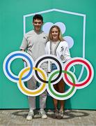 20 June 2025; Irish Olympians Ross Corrigan OLY and Stacey Flood OLY pictured during the Irish Olympians’ Association summer barbecue at Olympic House on the Sport Ireland Campus in Dublin. Photo by Sam Barnes/Sportsfile