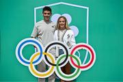 20 June 2025; Irish Olympians Ross Corrigan OLY and Stacey Flood OLY pictured during the Irish Olympians’ Association summer barbecue at Olympic House on the Sport Ireland Campus in Dublin. Photo by Sam Barnes/Sportsfile