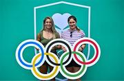 20 June 2025; Irish Women's Rugby 7's Olympian Kathy Baker OLY, left, and sister Kim Baker pictured during the Irish Olympians’ Association summer barbecue at Olympic House on the Sport Ireland Campus in Dublin. Photo by Sam Barnes/Sportsfile