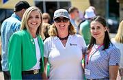 20 June 2025; President of the Irish Olympians Association Roisin McGettigan, left, Sport Ireland Chief Executive Dr Una May, centre, and Ukrainian Olympic canoeist Liudmyla Kuklinovska OLY pictured during the Irish Olympians’ Association summer barbecue at Olympic House on the Sport Ireland Campus in Dublin. Photo by Sam Barnes/Sportsfile