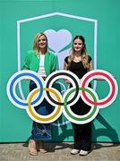 20 June 2025; President of the Irish Olympians Association Roisin McGettigan OLY, left, and Ella McEvoy pictured during the Irish Olympians’ Association summer barbecue at Olympic House on the Sport Ireland Campus in Dublin. Photo by Sam Barnes/Sportsfile