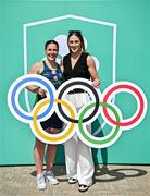 20 June 2025; Irish Olympic boxer Grainne Walsh OLY, left, and Ireland rugby 7s player Anna McGann pictured during the Irish Olympians’ Association summer barbecue at Olympic House on the Sport Ireland Campus in Dublin. Photo by Sam Barnes/Sportsfile