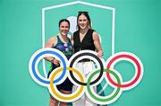 20 June 2025; Irish Olympic boxer Grainne Walsh OLY, left, and Ireland rugby 7s player Anna McGann pictured during the Irish Olympians’ Association summer barbecue at Olympic House on the Sport Ireland Campus in Dublin. Photo by Sam Barnes/Sportsfile