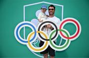 20 June 2025; Irish Olympic Swimmer Barry Murphy OLY and his son Max, aged 20 months, pictured during the Irish Olympians’ Association summer barbecue at Olympic House on the Sport Ireland Campus in Dublin. Photo by Sam Barnes/Sportsfile