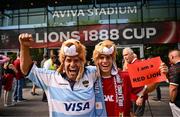 20 June 2025; Argentina supporters before the Lions 1888 Cup match between the British & Irish Lions and Argentina at the Aviva Stadium in Dublin. Photo by Ramsey Cardy/Sportsfile