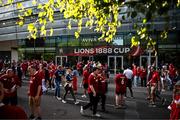 20 June 2025; British & Irish Lions supporters arrive to the stadium ahead of the Lions 1888 Cup match between the British & Irish Lions and Argentina at the Aviva Stadium in Dublin. Photo by Ramsey Cardy/Sportsfile