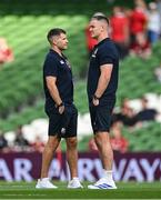 20 June 2025; British & Irish Lions assistant coaches Richard Wigglesworth, left, and Jonathan before the Lions 1888 Cup match between the British & Irish Lions and Argentina at the Aviva Stadium in Dublin. Photo by Brendan Moran/Sportsfile