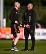 20 June 2025; Bohemians manager Alan Reynolds, right, and assistant manager Stephen O'Donnell before the SSE Airtricity Men's Premier Division match between Waterford and Bohemians at the Regional Sports Centre in Waterford. Photo by Ben McShane/Sportsfile