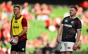 20 June 2025; Finn Russell of British & Irish Lions, right, and assistant coach Jonathan Sexton before the Lions 1888 Cup match between the British & Irish Lions and Argentina at the Aviva Stadium in Dublin. Photo by Brendan Moran/Sportsfile