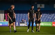 20 June 2025; Bohemians players, from left, goalkeeper James Talbot, Jordan Flores and Dawson Devoy before the SSE Airtricity Men's Premier Division match between Waterford and Bohemians at the Regional Sports Centre in Waterford. Photo by Ben McShane/Sportsfile