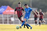 20 June 2025; Darragh Leahy of Waterford in action against Colm Whelan of Bohemians during the SSE Airtricity Men's Premier Division match between Waterford and Bohemians at the Regional Sports Centre in Waterford. Photo by Ben McShane/Sportsfile