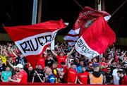 20 June 2025; Shelbourne supporters during the SSE Airtricity Men's Premier Division match between Shelbourne and Derry City at Tolka Park in Dublin. Photo by Thomas Flinkow/Sportsfile