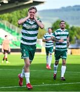 20 June 2025; Michael Noonan of Shamrock Rovers celebrates after scoring his side's first goal during the SSE Airtricity Men's Premier Division match between Shamrock Rovers and Cork City at Tallaght Stadium in Dublin. Photo by David Fitzgerald/Sportsfile