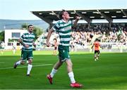 20 June 2025; Michael Noonan of Shamrock Rovers celebrates after scoring his side's first goal during the SSE Airtricity Men's Premier Division match between Shamrock Rovers and Cork City at Tallaght Stadium in Dublin. Photo by David Fitzgerald/Sportsfile