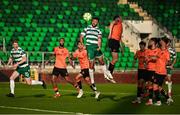 20 June 2025; Roberto Lopes of Shamrock Rovers heads to score his side's second goal during the SSE Airtricity Men's Premier Division match between Shamrock Rovers and Cork City at Tallaght Stadium in Dublin. Photo by David Fitzgerald/Sportsfile