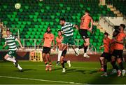 20 June 2025; Roberto Lopes of Shamrock Rovers heads to score his side's second goal during the SSE Airtricity Men's Premier Division match between Shamrock Rovers and Cork City at Tallaght Stadium in Dublin. Photo by David Fitzgerald/Sportsfile
