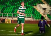 20 June 2025; Michael Noonan of Shamrock Rovers celebrates after scoring his side's third goal during the SSE Airtricity Men's Premier Division match between Shamrock Rovers and Cork City at Tallaght Stadium in Dublin. Photo by David Fitzgerald/Sportsfile