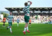 20 June 2025; Michael Noonan of Shamrock Rovers celebrates after scoring his side's first goal during the SSE Airtricity Men's Premier Division match between Shamrock Rovers and Cork City at Tallaght Stadium in Dublin. Photo by David Fitzgerald/Sportsfile