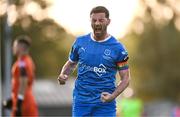 20 June 2025; Padraig Amond of Waterford celebrates after scoring his side's first goal, a penalty, during the SSE Airtricity Men's Premier Division match between Waterford and Bohemians at the Regional Sports Centre in Waterford. Photo by Ben McShane/Sportsfile