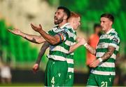 20 June 2025; Roberto Lopes of Shamrock Rovers celebrates after scoring his side's second goal during the SSE Airtricity Men's Premier Division match between Shamrock Rovers and Cork City at Tallaght Stadium in Dublin. Photo by David Fitzgerald/Sportsfile