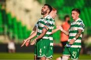 20 June 2025; Roberto Lopes of Shamrock Rovers celebrates after scoring his side's second goal during the SSE Airtricity Men's Premier Division match between Shamrock Rovers and Cork City at Tallaght Stadium in Dublin. Photo by David Fitzgerald/Sportsfile