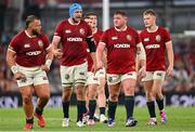 20 June 2025; Tadhg Beirne of British & Irish Lions, left, and team-mate Tadhg Furlong during the Lions 1888 Cup match between the British & Irish Lions and Argentina at the Aviva Stadium in Dublin. Photo by Ramsey Cardy/Sportsfile