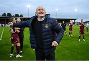 20 June 2025; Galway United manager John Caulfield celebrates after his side's victory in the SSE Airtricity Men's Premier Division match between Galway United and St Patrick's Athletic at Eamonn Deacy Park in Galway. Photo by Piaras Ó Mídheach/Sportsfile