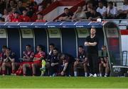 20 June 2025; Shelbourne manager Damien Duff at the final whistle in the SSE Airtricity Men's Premier Division match between Shelbourne and Derry City at Tolka Park in Dublin. Photo by Thomas Flinkow/Sportsfile