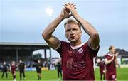 20 June 2025; Stephen Walsh of Galway United after his side's victory in the SSE Airtricity Men's Premier Division match between Galway United and St Patrick's Athletic at Eamonn Deacy Park in Galway. Photo by Piaras Ó Mídheach/Sportsfile