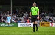 20 June 2025; Referee Robert Harvey during the SSE Airtricity Men's Premier Division match between Galway United and St Patrick's Athletic at Eamonn Deacy Park in Galway. Photo by Piaras Ó Mídheach/Sportsfile