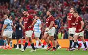 20 June 2025; British & Irish Lions players, including Rónan Kelleher, left, after their side's defeat in the Lions 1888 Cup match between the British & Irish Lions and Argentina at the Aviva Stadium in Dublin. Photo by Ramsey Cardy/Sportsfile