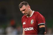 20 June 2025; Tadhg Beirne of British & Irish Lions dejected after the Lions 1888 Cup match between the British & Irish Lions and Argentina at the Aviva Stadium in Dublin. Photo by Ramsey Cardy/Sportsfile