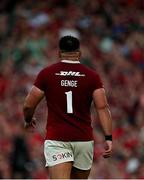 20 June 2025; The name of Ellis Genge of British & Irish Lions is seen written on the back of his jersey during the Lions 1888 Cup match between the British & Irish Lions and Argentina at the Aviva Stadium in Dublin. Photo by Brendan Moran/Sportsfile