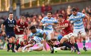 20 June 2025; Gonzalo García of Argentina is tackled by Tadhg Beirne of British & Irish Lions during the Lions 1888 Cup match between the British & Irish Lions and Argentina at the Aviva Stadium in Dublin. Photo by Ramsey Cardy/Sportsfile