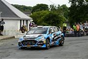 21 June 2025;  Hayden Padden and David Moynihan compete in their Hyundai I20 Rally2 during day two of the Wilton Recycling Donegal International Rally at Letterkenny in Donegal. Photo by Philip Fitzpatrick/Sportsfile