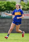 21 June 2025; Emma Morrissey of Tipperary celebrates after teammate Anna Rose Kennedy, not pictured, kicked a point for their side during the TG4 All-Ireland Ladies Football Senior Championship Group 1 match between Tipperary and Donegal at Canon Hayes Park in Bansha, Tipperary. Photo by Seb Daly/Sportsfile