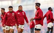 20 June 2025; Sione Tuipulotu, left, and Tom Curry of British & Irish Lions during the Lions 1888 Cup match between the British & Irish Lions and Argentina at the Aviva Stadium in Dublin. Photo by Ramsey Cardy/Sportsfile