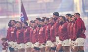 20 June 2025; British & Irish Lions players stand for the playing of the national anthem before the Lions 1888 Cup match between the British & Irish Lions and Argentina at the Aviva Stadium in Dublin. Photo by Ramsey Cardy/Sportsfile