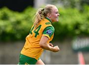 21 June 2025; Jodie McFadden of Donegal celebrates after scoring her side's first goal during the TG4 All-Ireland Ladies Football Senior Championship Group 1 match between Tipperary and Donegal at Canon Hayes Park in Bansha, Tipperary. Photo by Seb Daly/Sportsfile