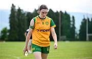 21 June 2025; Donegal captain Roisin Rodgers after her side's defeat in the TG4 All-Ireland Ladies Football Senior Championship Group 1 match between Tipperary and Donegal at Canon Hayes Park in Bansha, Tipperary. Photo by Seb Daly/Sportsfile