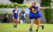 21 June 2025; Tipperary players Nora Martin, right, and Emma Cronin after their side's victory in the TG4 All-Ireland Ladies Football Senior Championship Group 1 match between Tipperary and Donegal at Canon Hayes Park in Bansha, Tipperary. Photo by Seb Daly/Sportsfile