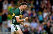 21 June 2025; David Clifford of Kerry celebrates after scoring his side's first goal during the GAA Football All-Ireland Senior Championship preliminary quarter-final match between Kerry and Cavan at Fitzgerald Stadium in Killarney, Kerry. Photo by Brendan Moran/Sportsfile