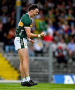 21 June 2025; David Clifford of Kerry celebrates after scoring his side's first goal during the GAA Football All-Ireland Senior Championship preliminary quarter-final match between Kerry and Cavan at Fitzgerald Stadium in Killarney, Kerry. Photo by Brendan Moran/Sportsfile