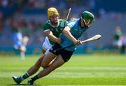 21 June 2025; Paddy Doyle of Dublin in action against Tom Morrissey of Limerick during the GAA Hurling All-Ireland Senior Championship quarter-final match between Dublin and Limerick at Croke Park in Dublin. Photo by John Sheridan/Sportsfile