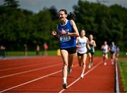 21 June 2025; Ciara Rohan of Waterpark College, representing Munster, on her way to winning the girls 1500m during the 123.ie Irish Schools Athletics Association Tailteann Games at SETU Campus in Carlow. Photo by Sam Barnes/Sportsfile