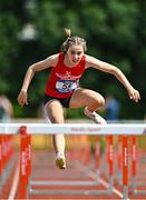 21 June 2025; Rachel Treacy of High Cross College Tuam, representing Connacht, centre, on her way to winning the girls 80m hurdles during the 123.ie Irish Schools Athletics Association Tailteann Games at SETU Campus in Carlow. Photo by Sam Barnes/Sportsfile